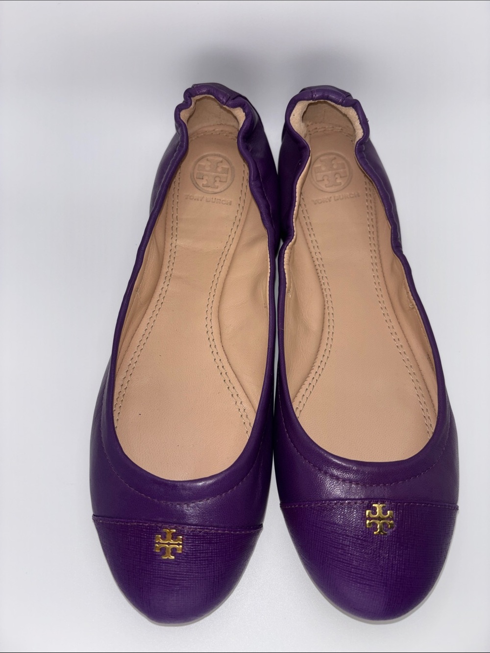 Tory Burch Violetta Leather Logo Ballet Flats